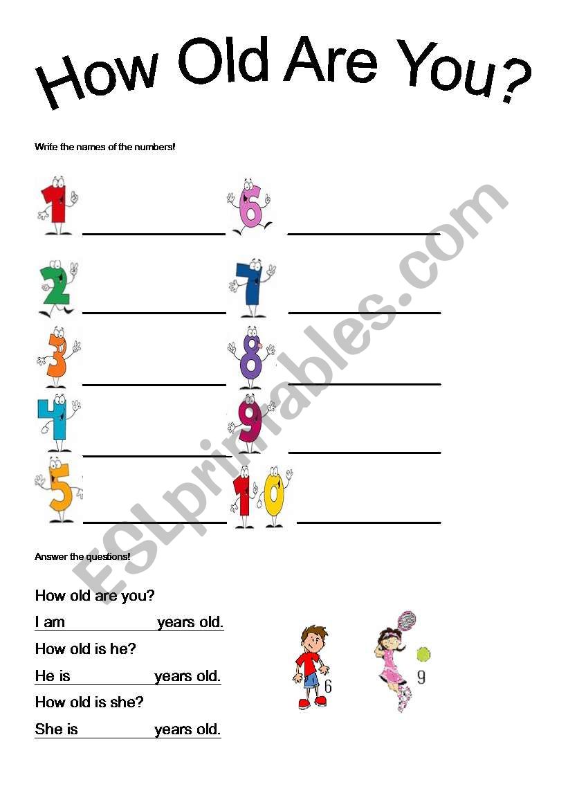 How old are you? worksheet