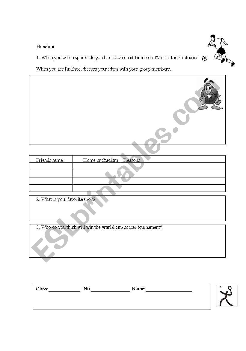 Sports  worksheet