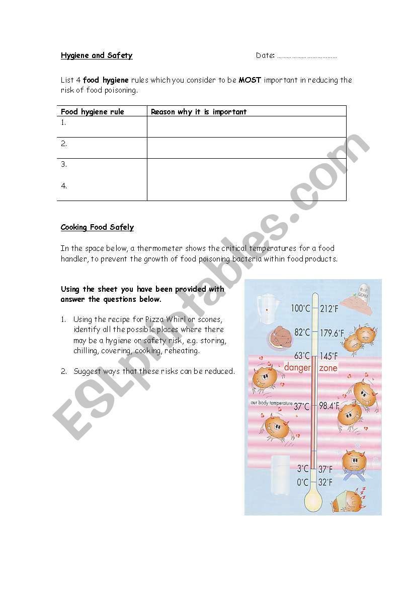 Hygine worksheet