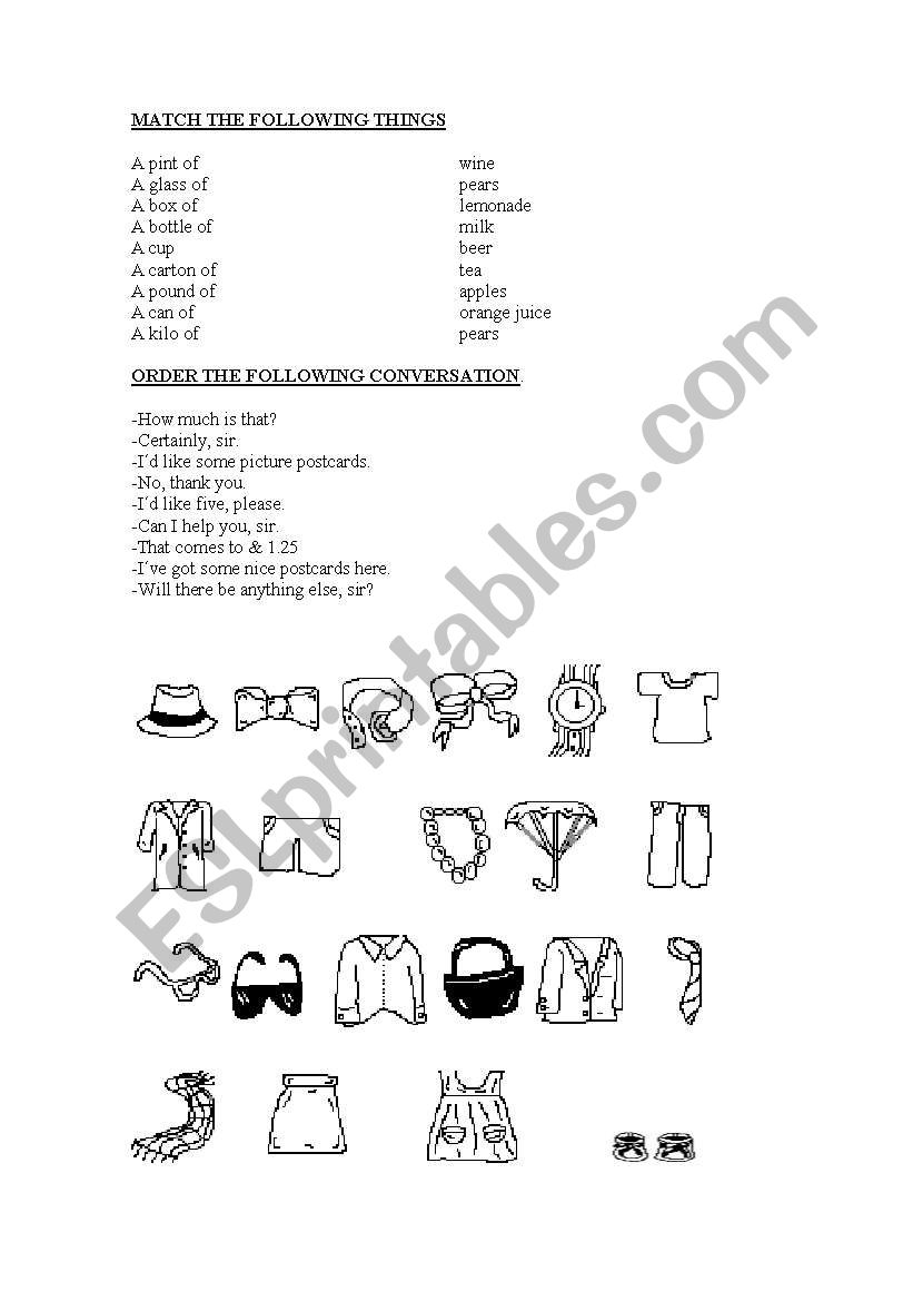 Uncountables and vocabulary exercises