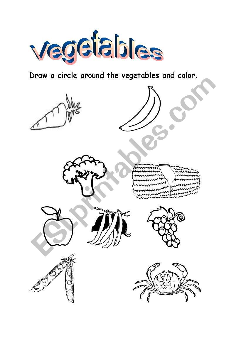 Vegetables worksheet