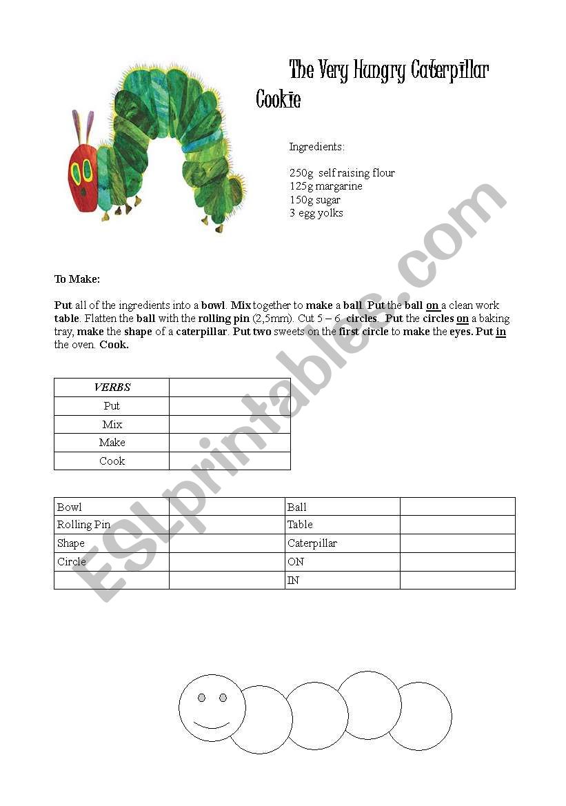 The Very Hungry Caterpillar worksheet