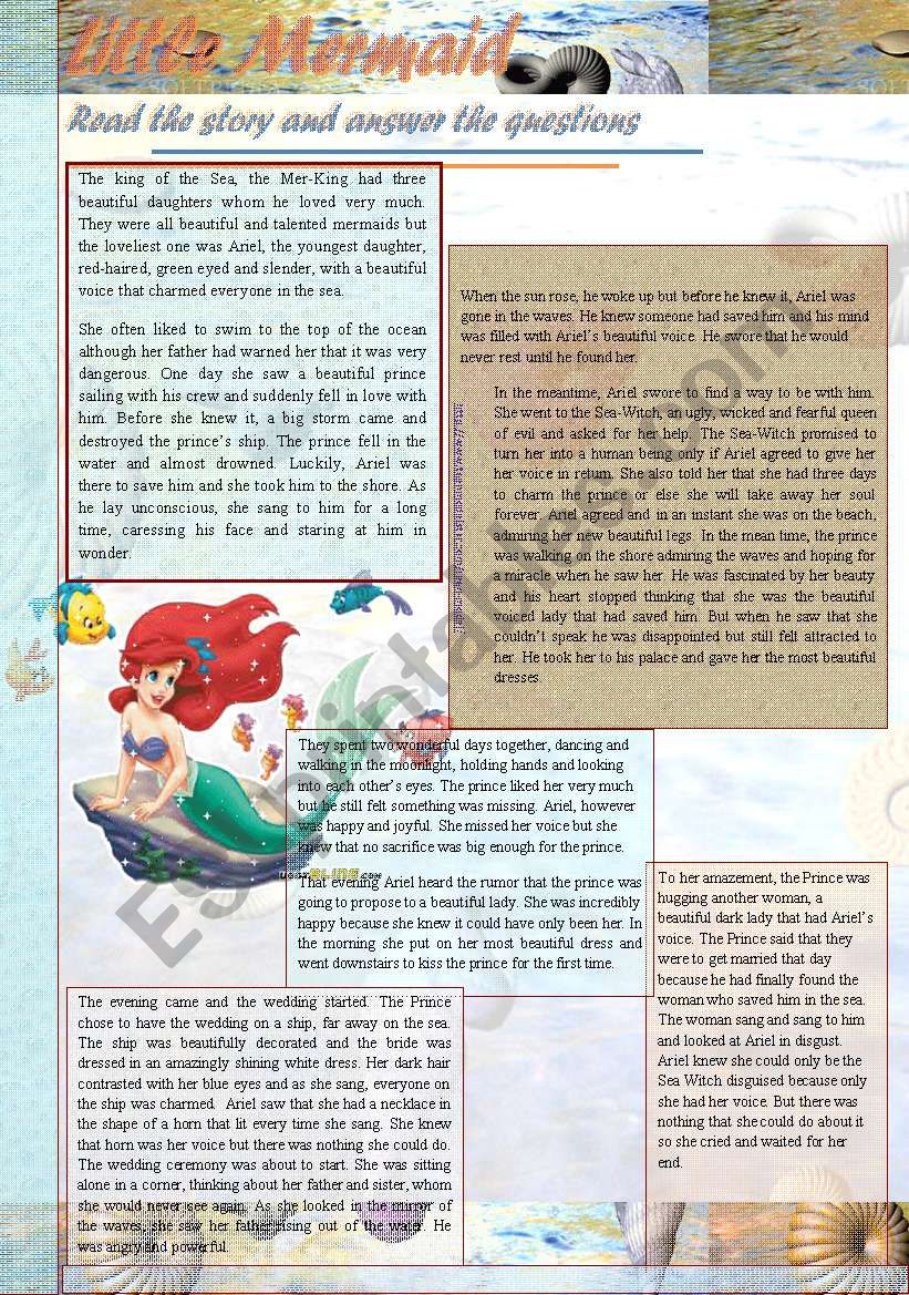 The Little Mermaid - Reading Comprehension Worksheet