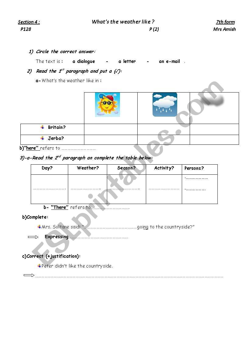 whats the weather like? worksheet