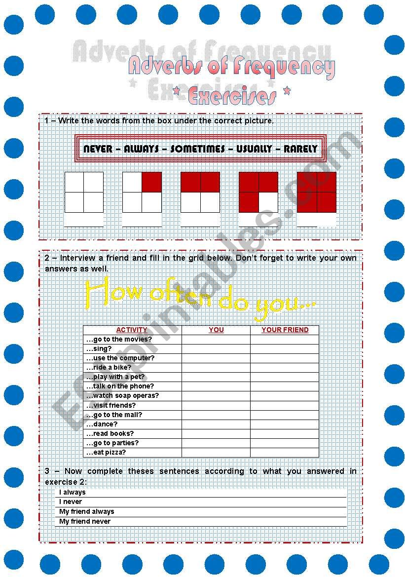 Exercises - Adverbs of Frequency