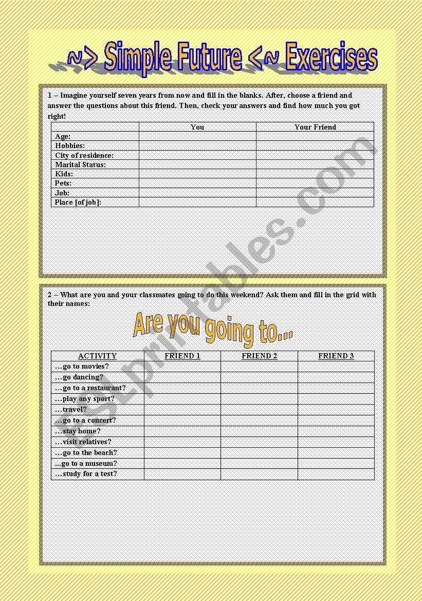 Exercises - Simple Future worksheet