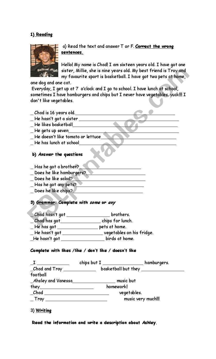High school musical exam worksheet