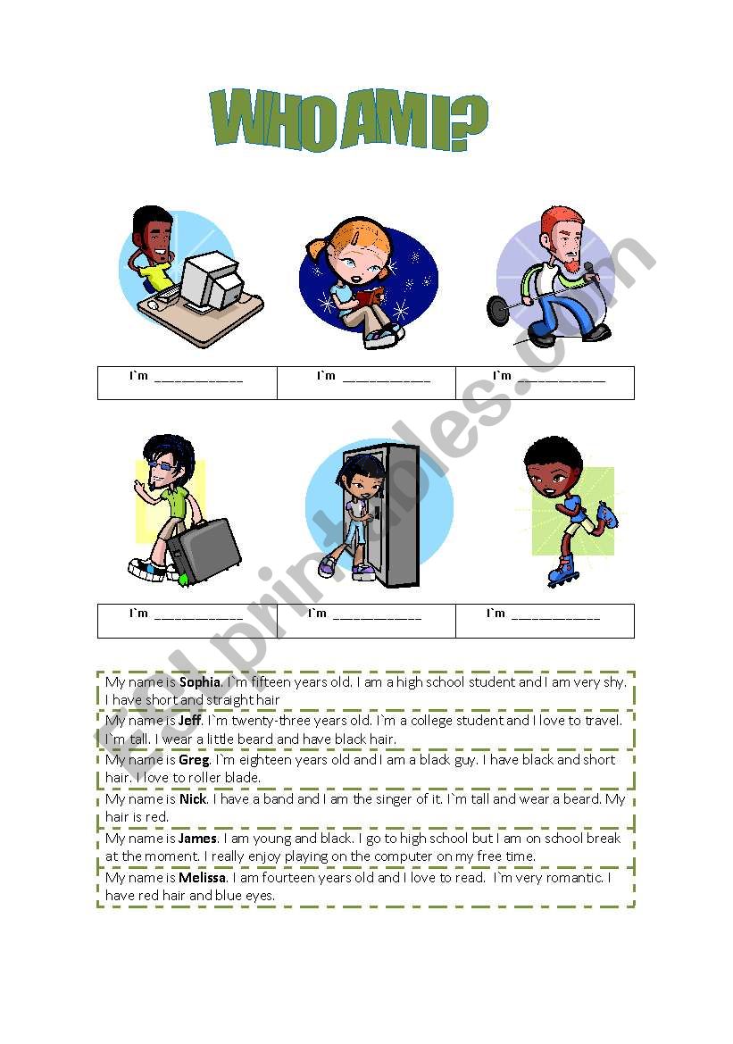 WHO AM I? worksheet