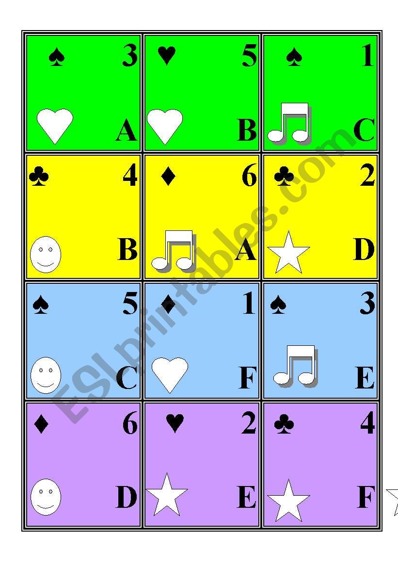 Grouping cards worksheet