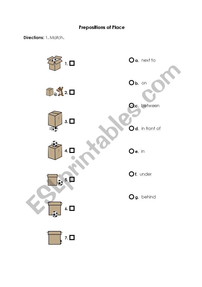 place prepositions worksheet