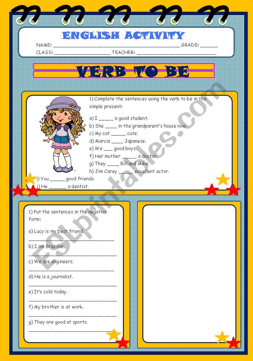 VERB TO BE worksheet