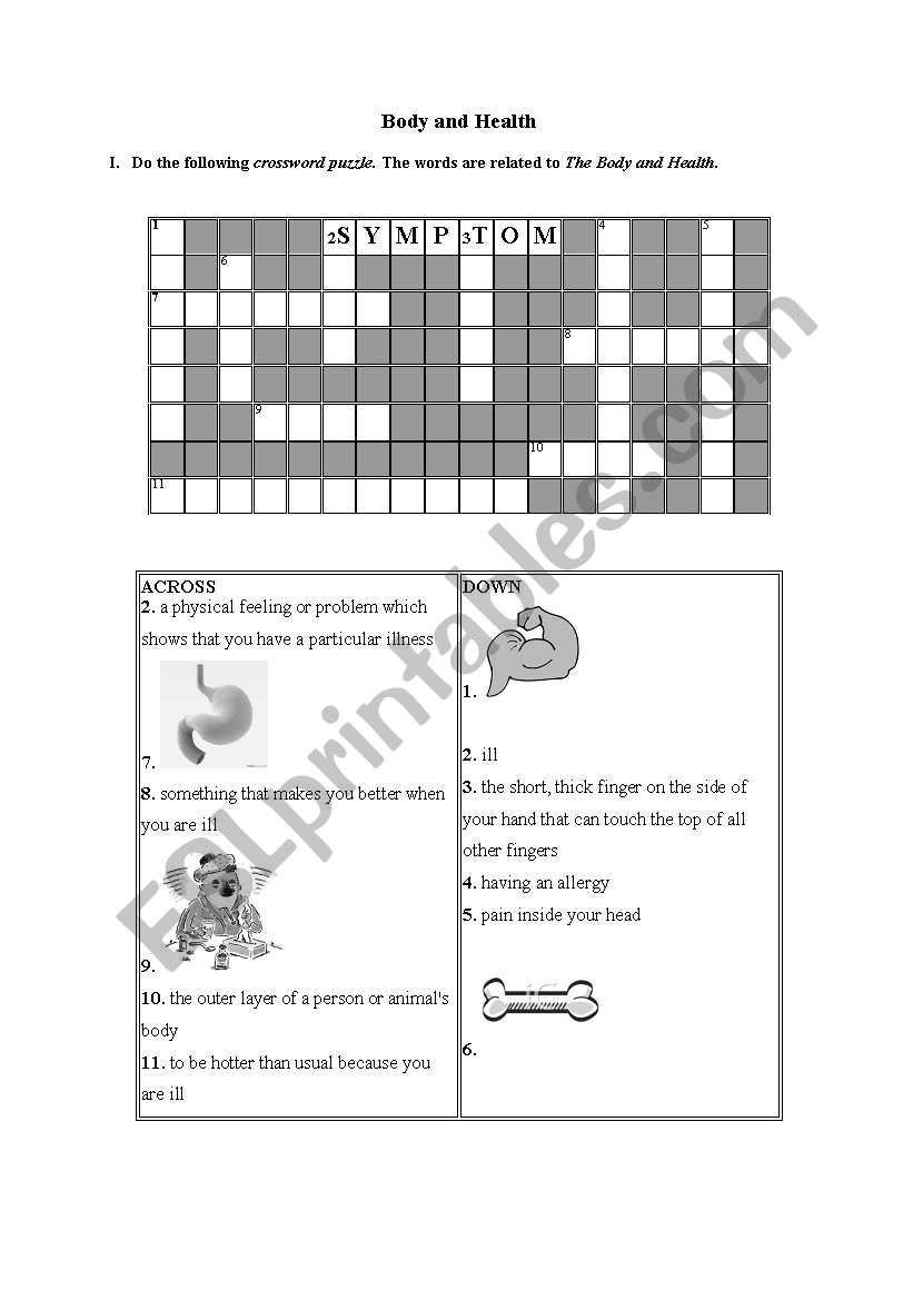 Body and Health Word Puzzle worksheet