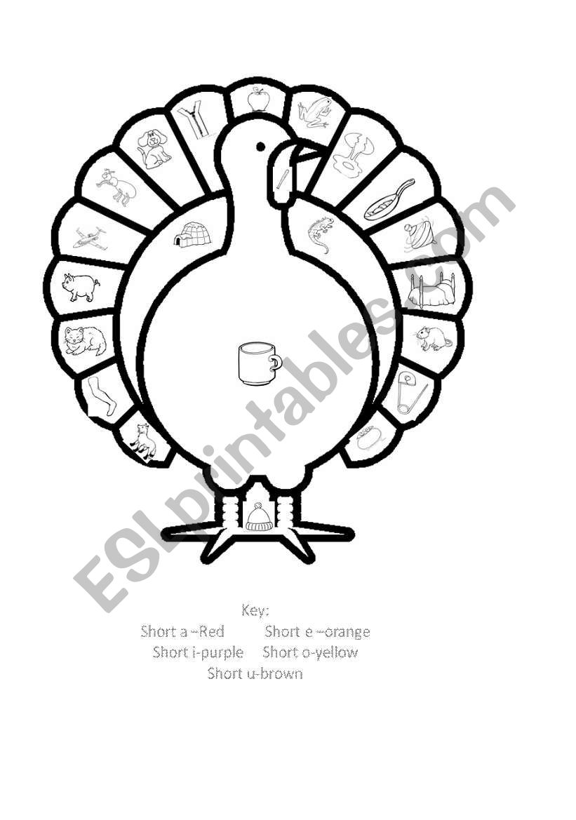 Short Vowel Turkey worksheet