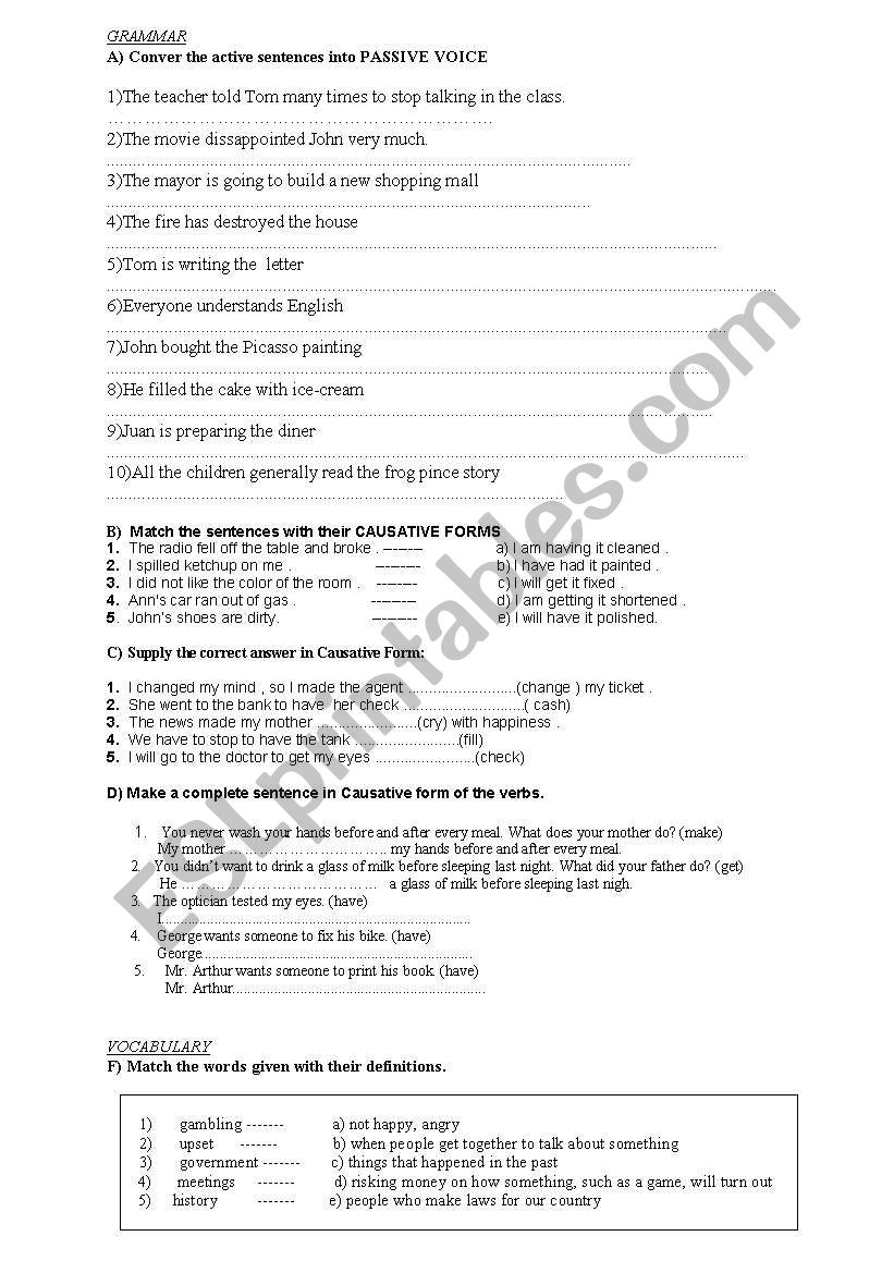 revision exercise worksheet