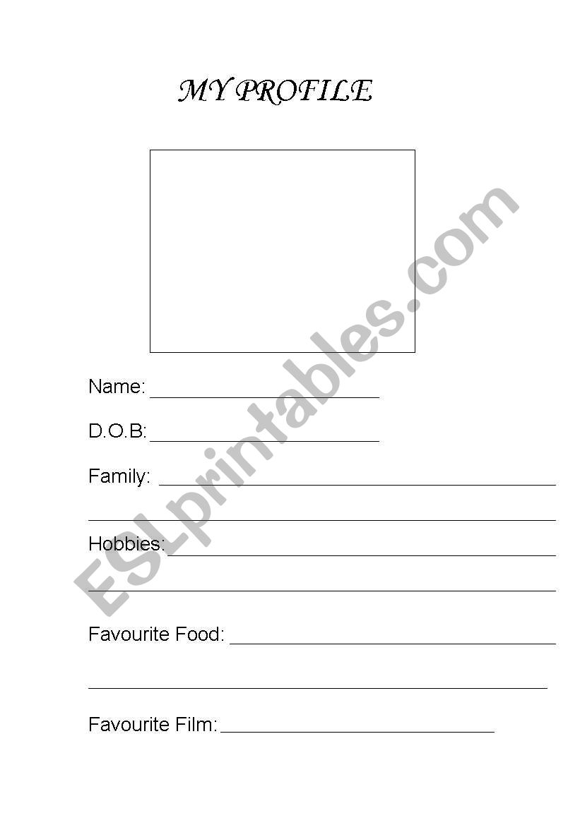 English Worksheets Personal Profile