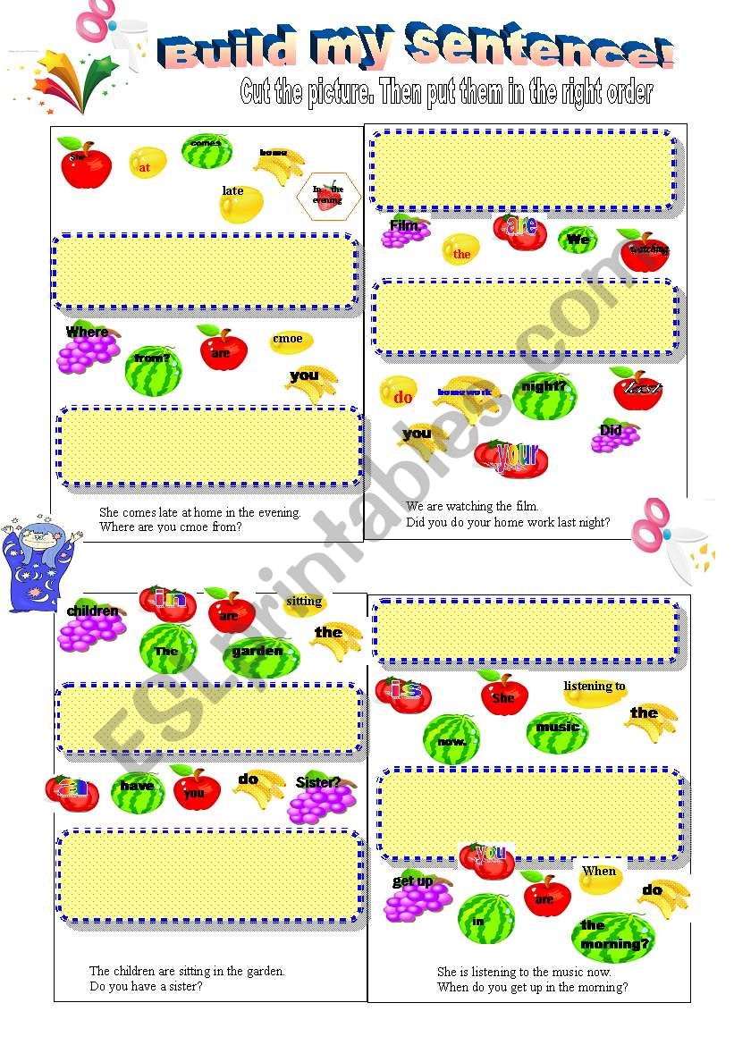 build my own sentence worksheet