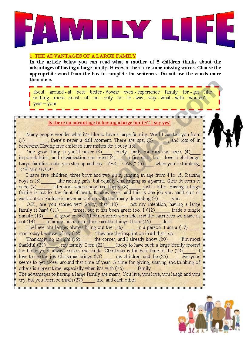 FAMILY LIFE worksheet