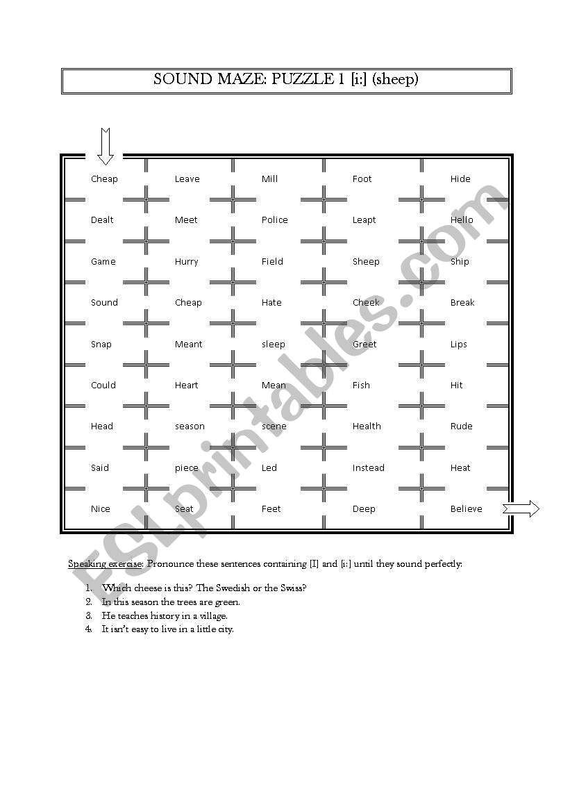 Sound Maze 1 worksheet