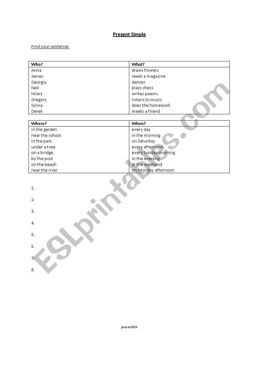 Preset simple question word order