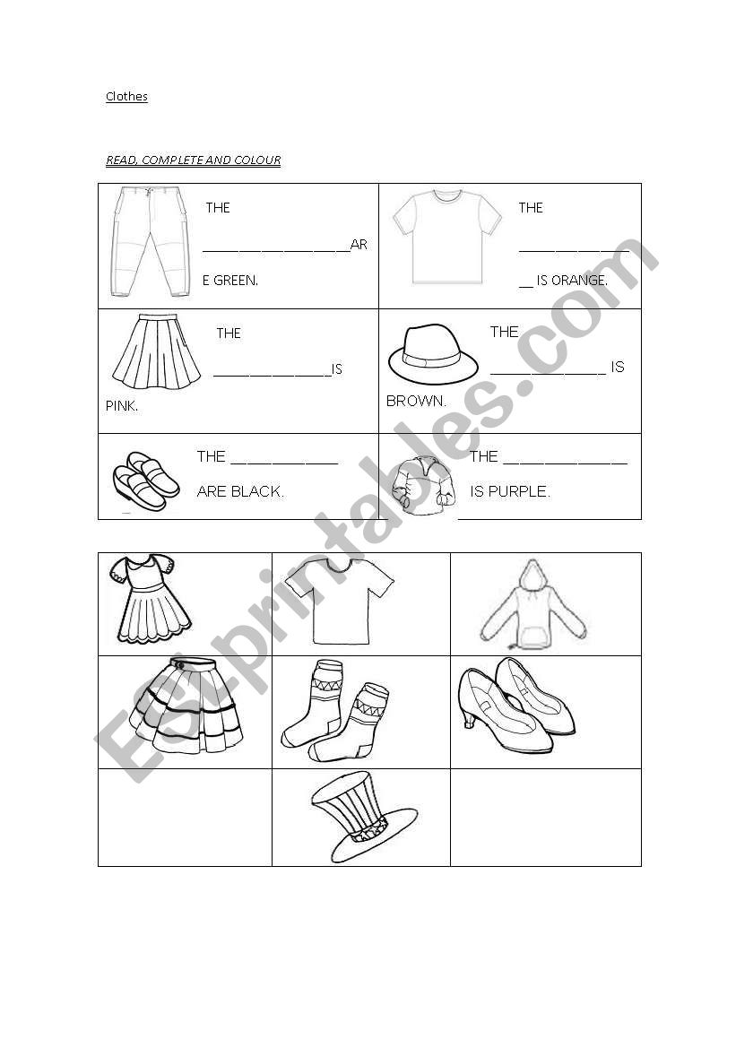 Clothes for kids worksheet