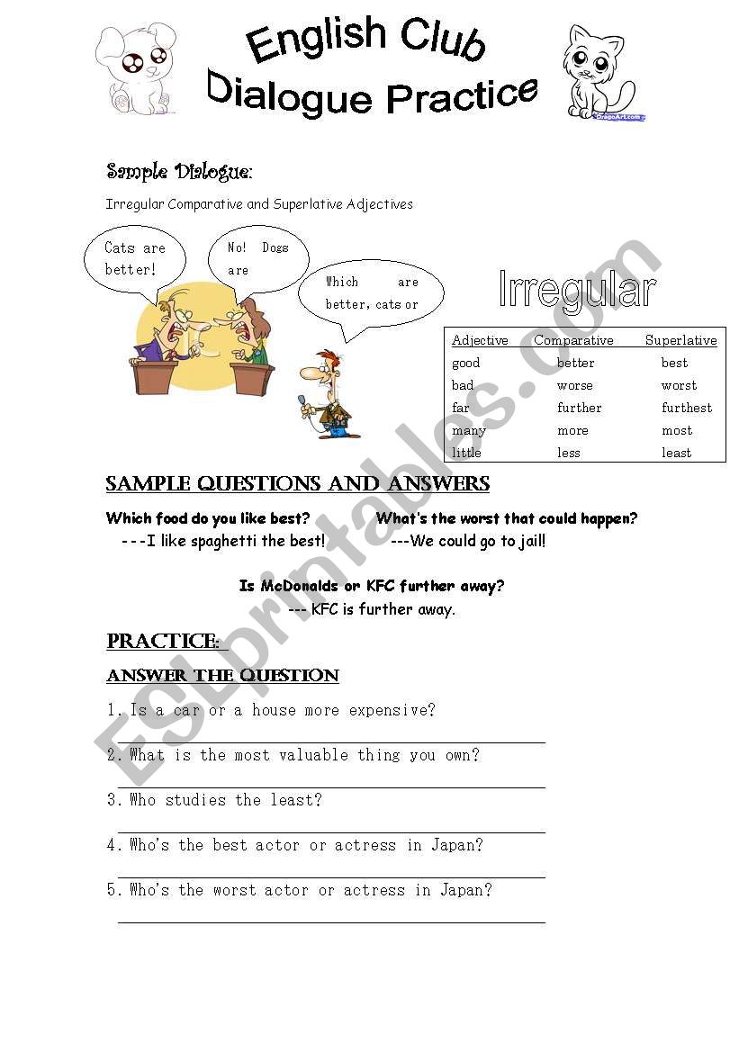 Comparative and SuperlativeAdjectives: Irregular