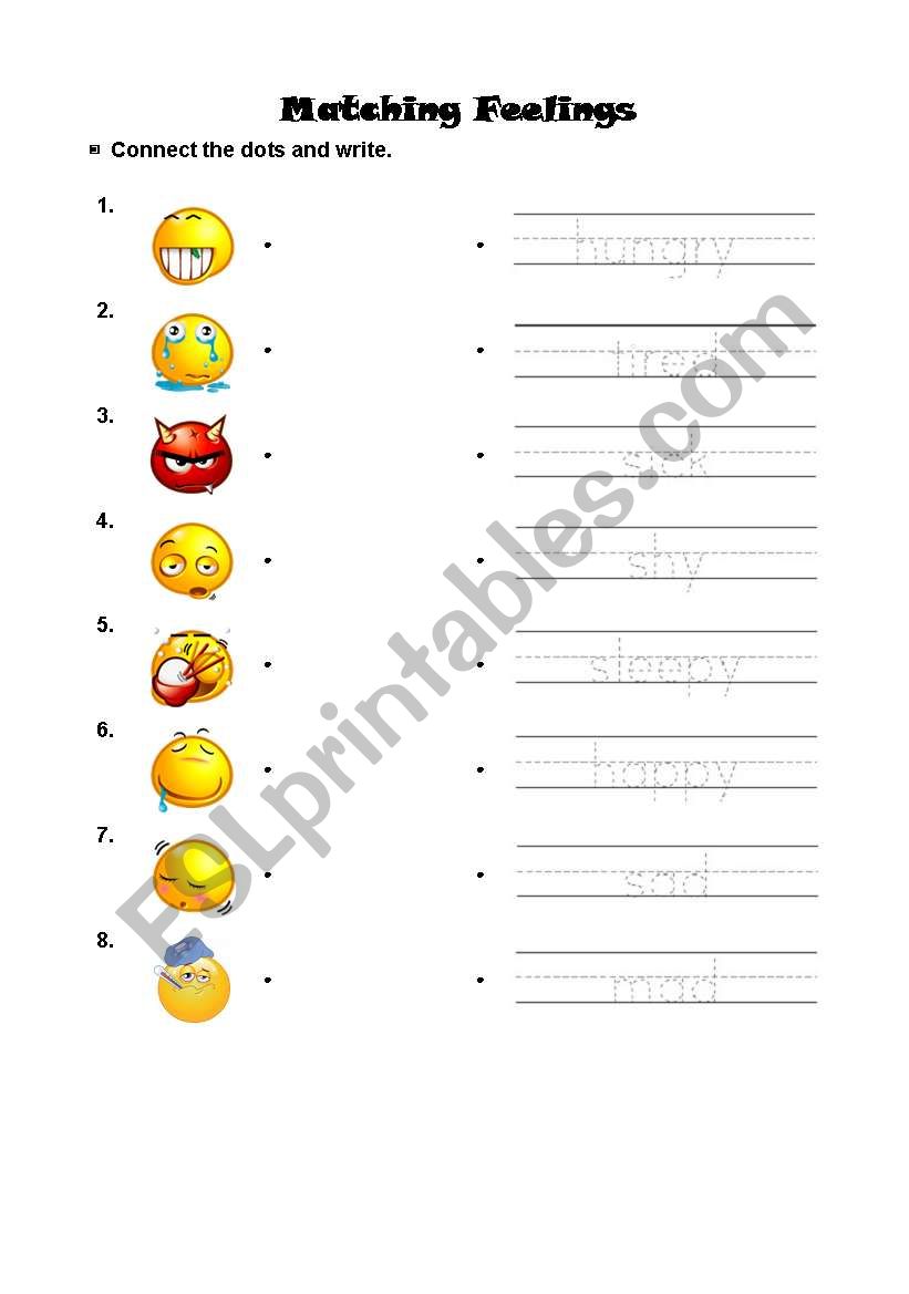 matching feelings worksheet