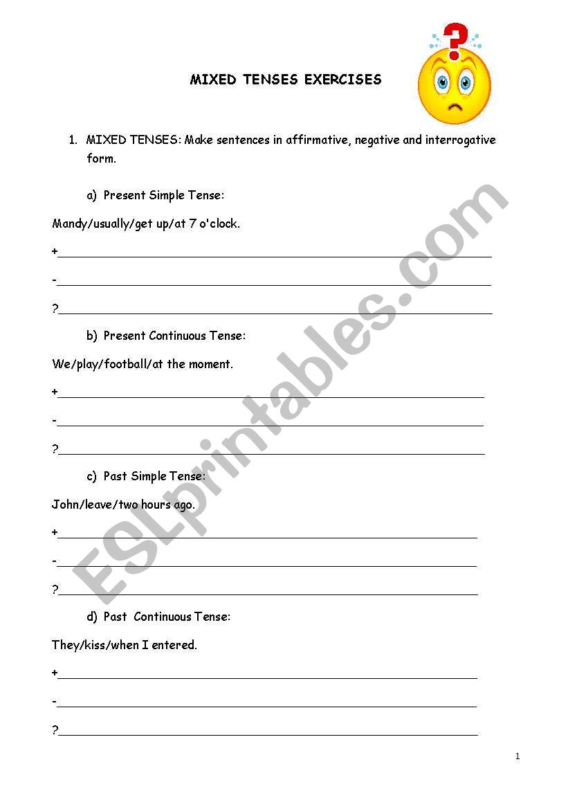 mixed tenses exercises worksheet