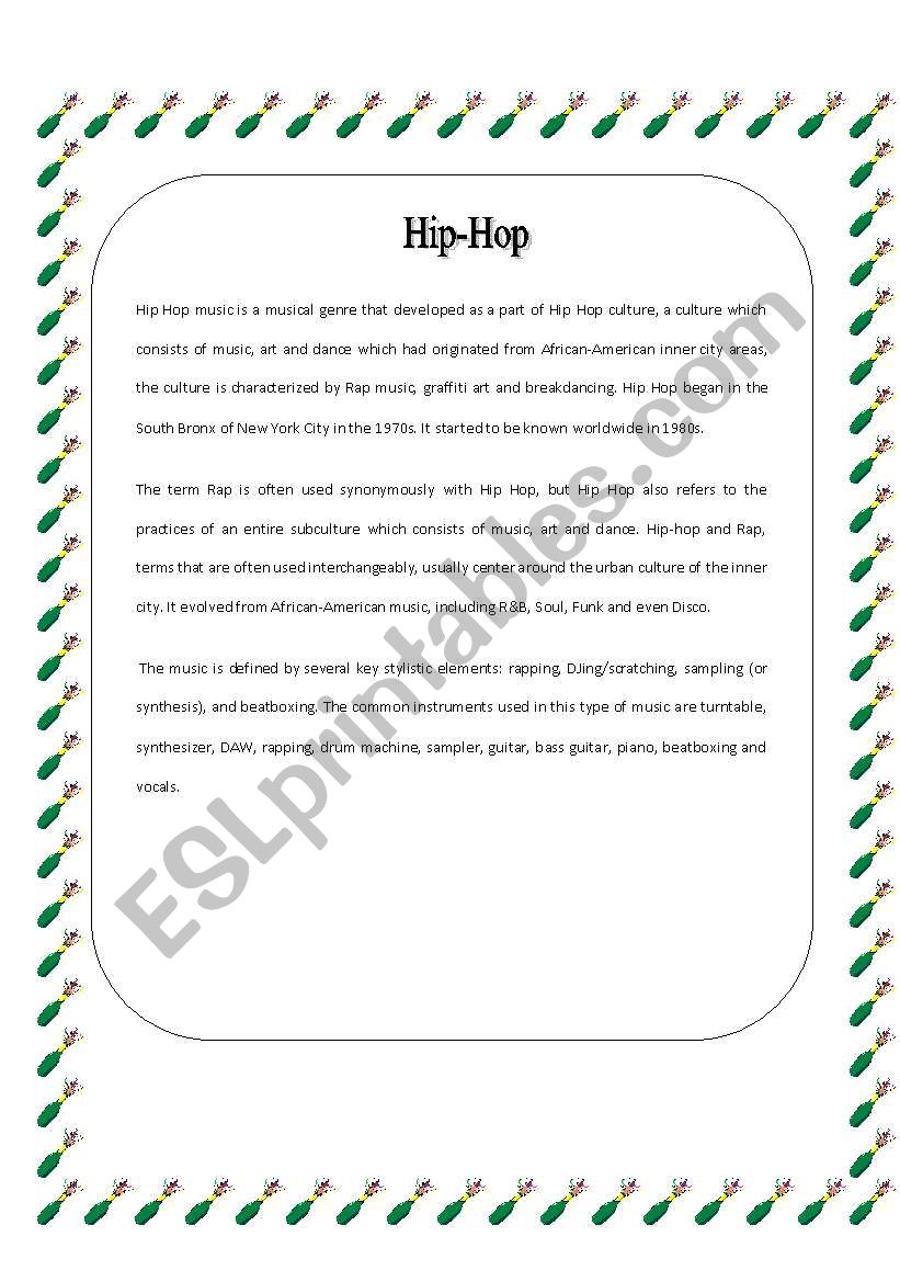 Music genre worksheet