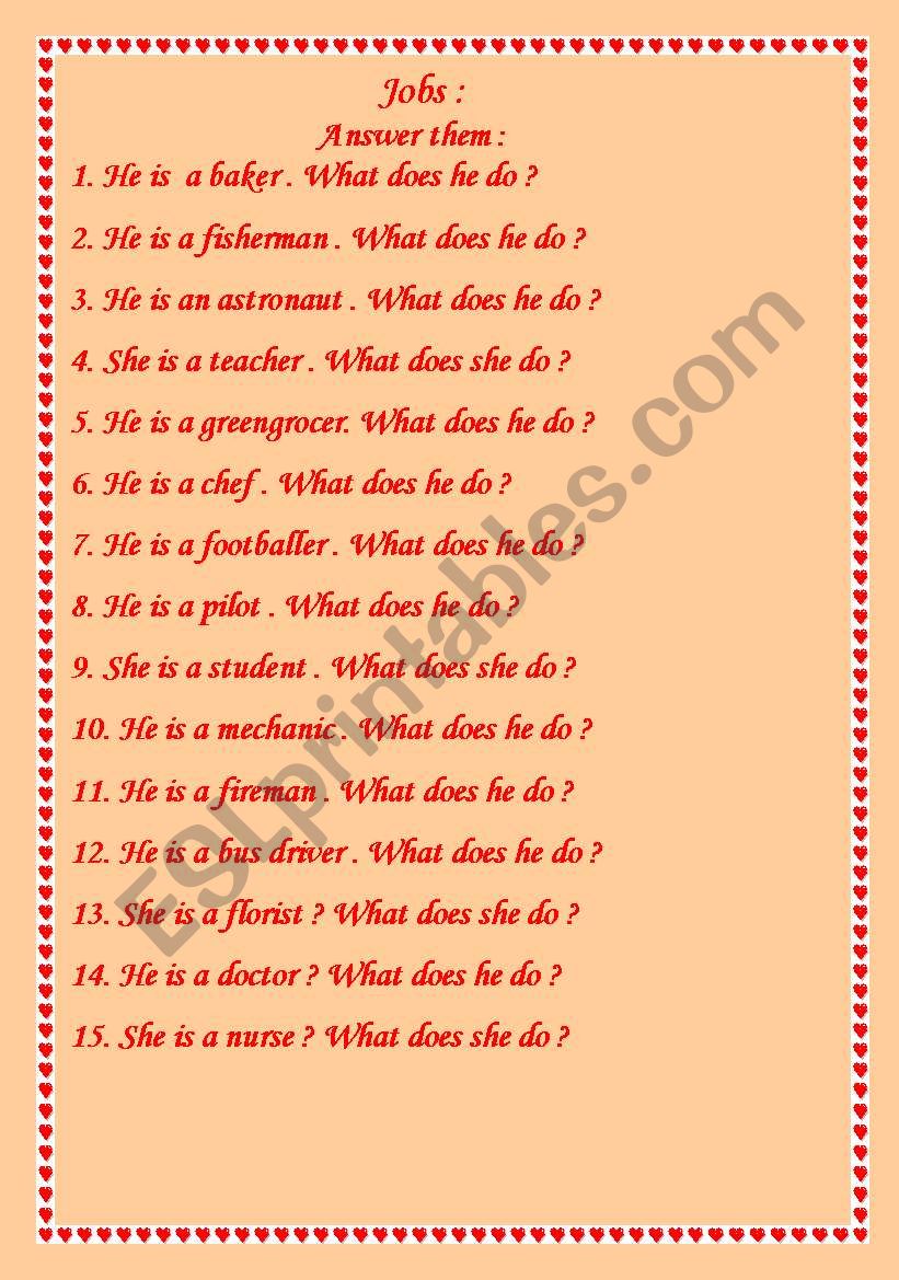 jobs worksheet