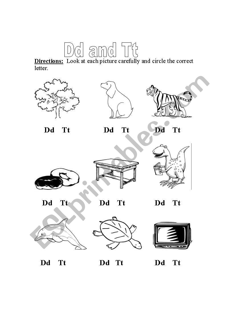 Dd and Tt worksheet