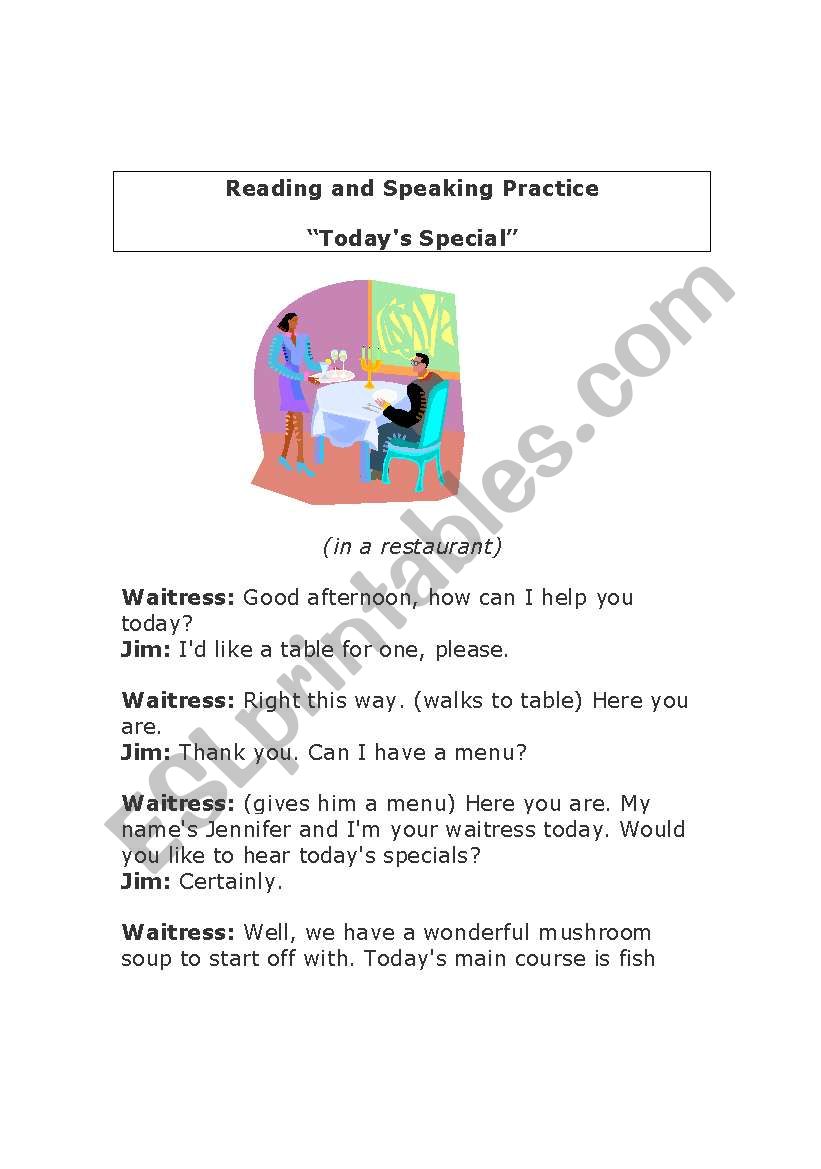 Fun Speaking and Reading Comprehension Exercise - 