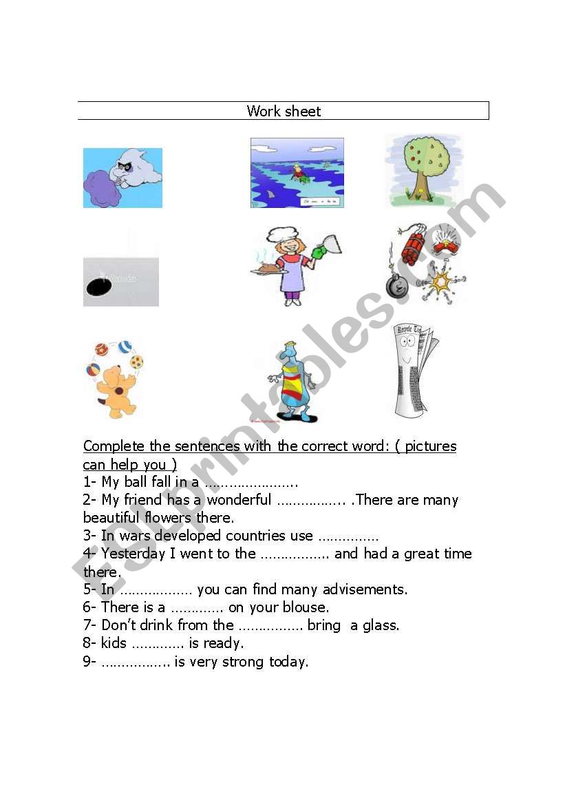 vocabulary worksheet