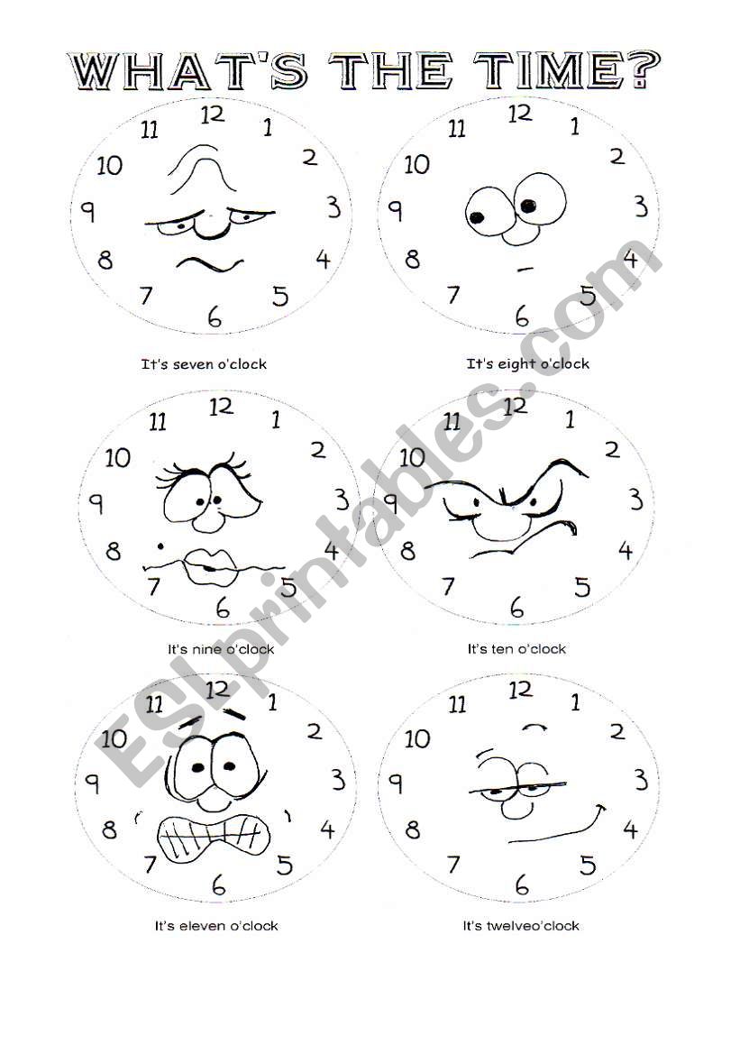 whats the time? Oclock worksheet