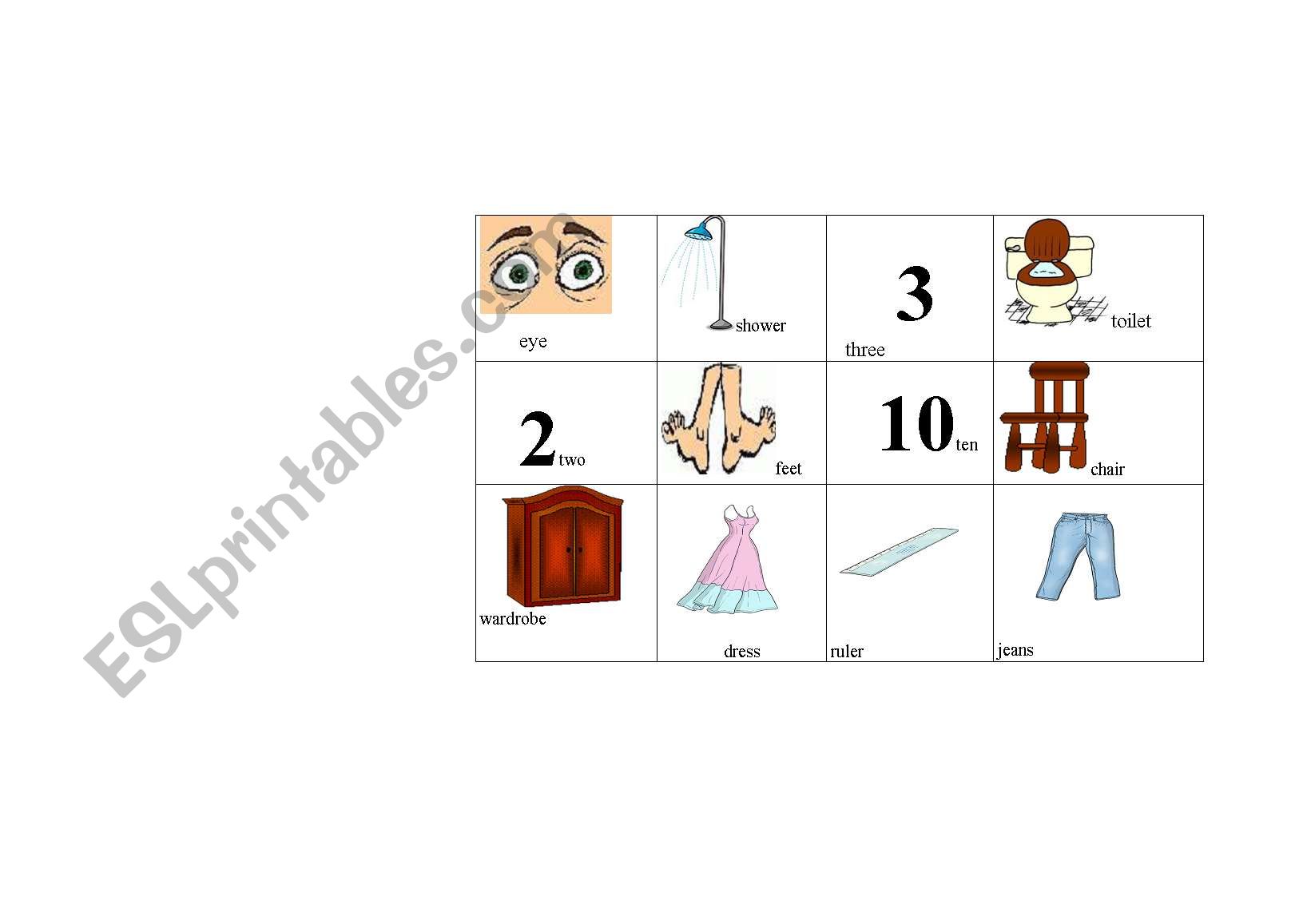 bingo game as a revision worksheet