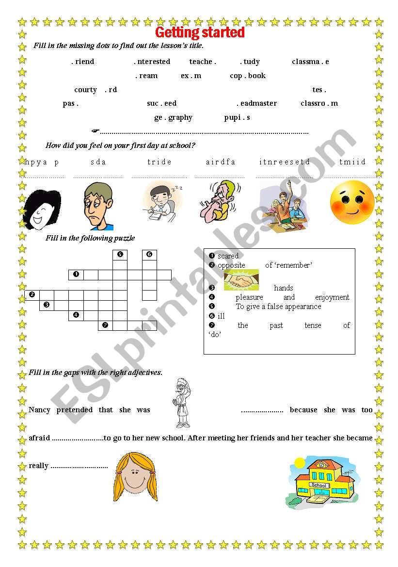 First day at school worksheet