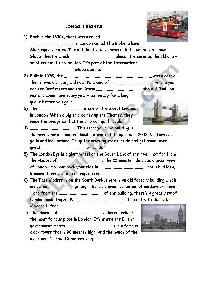 London sights worksheet