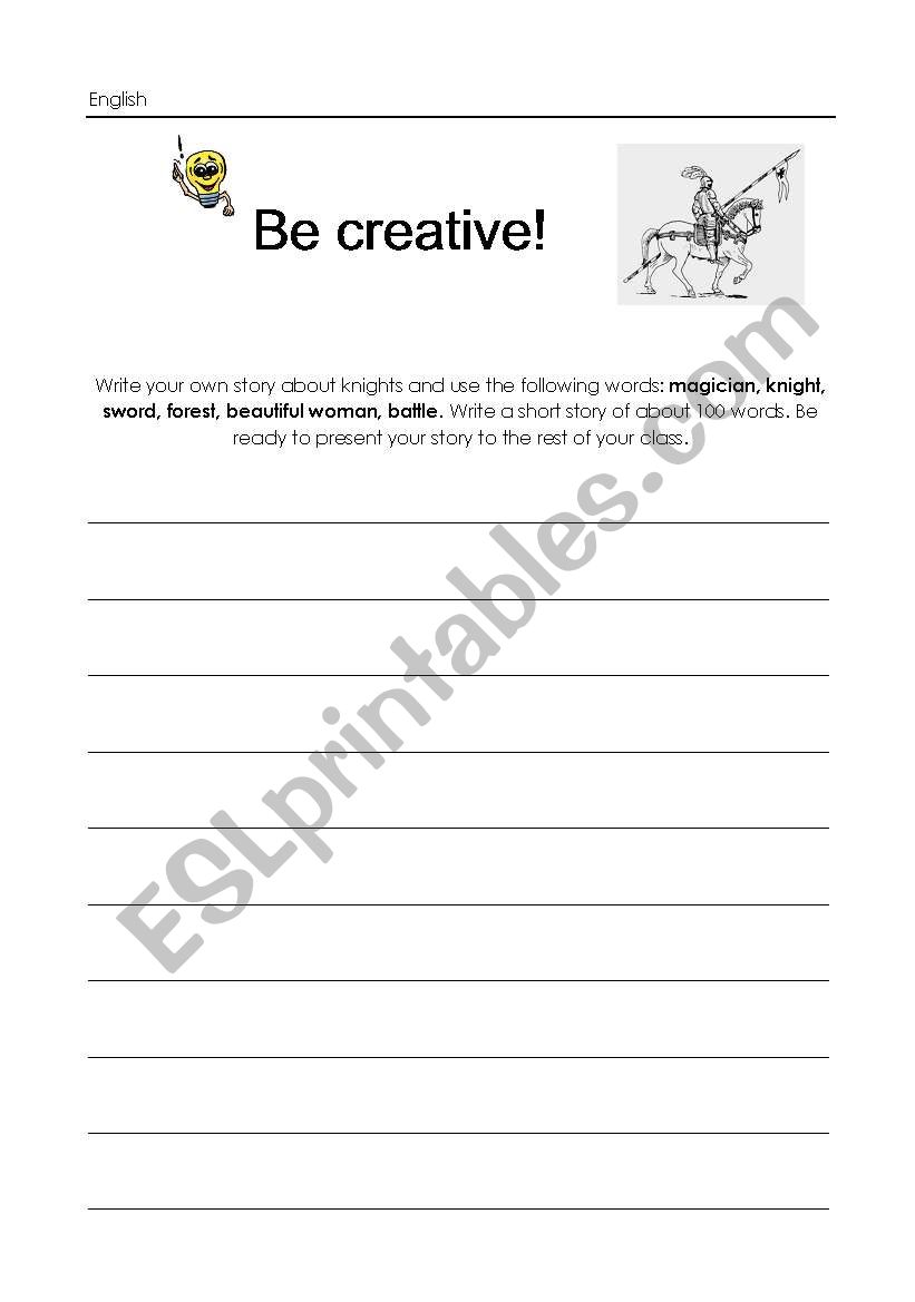 creative and guided writing with topic knights