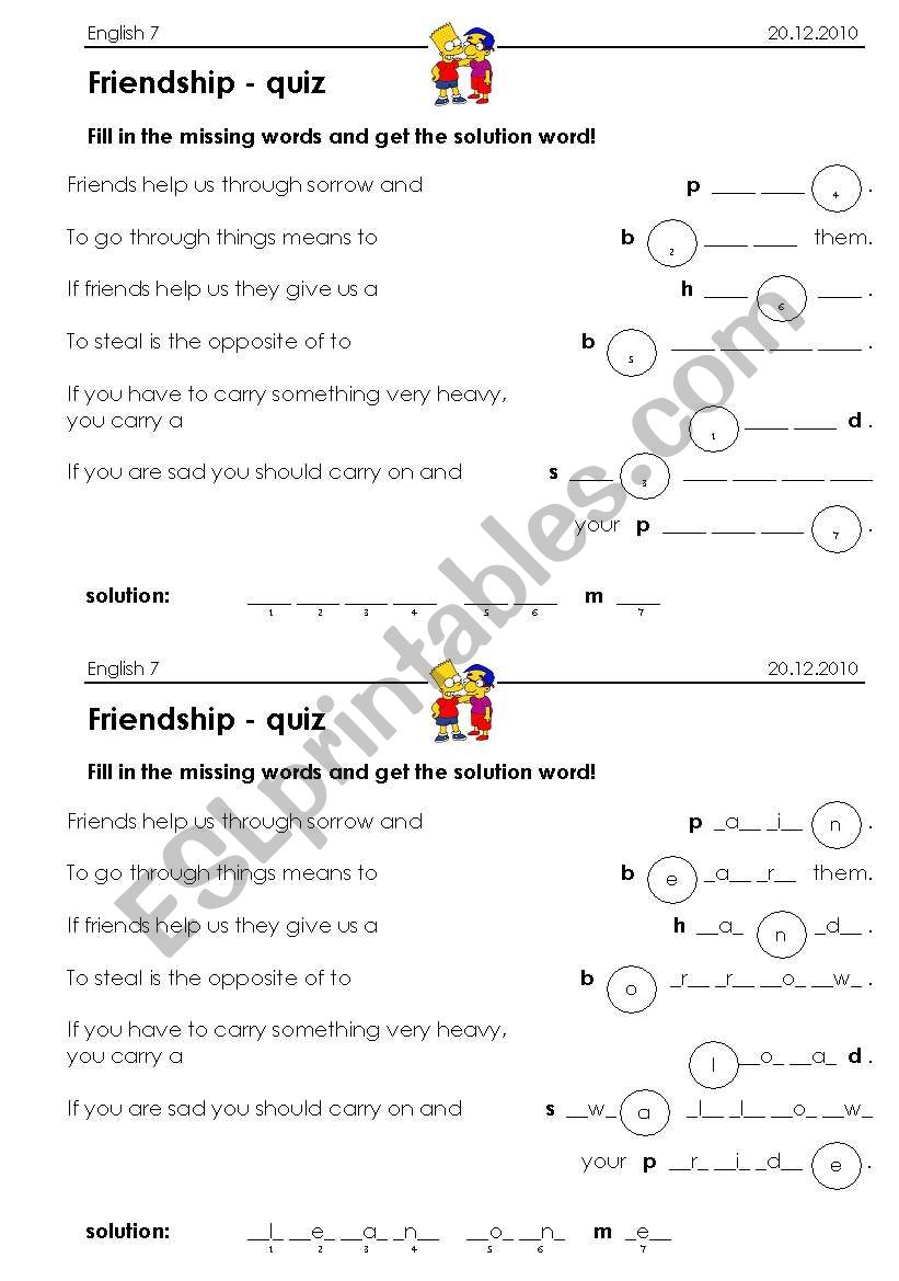 vocabulary quiz on song 