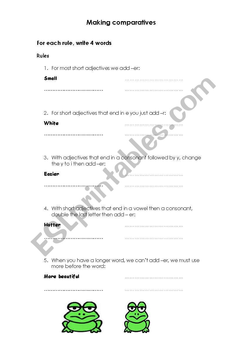 Making Comparatives worksheet