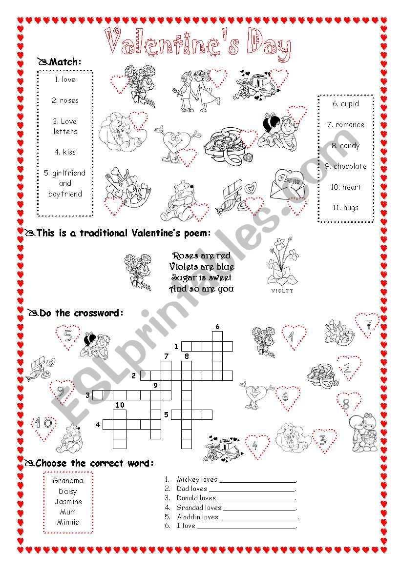 Valentines day worksheet