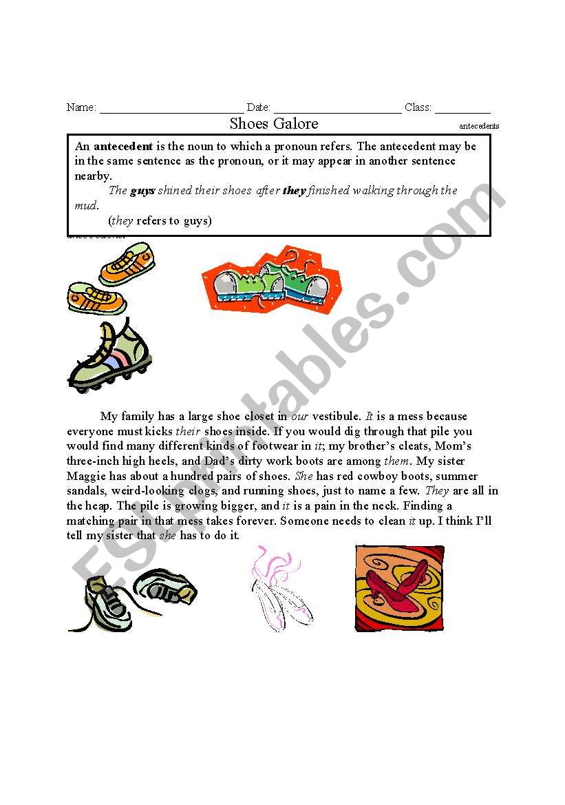 Antecedents worksheet