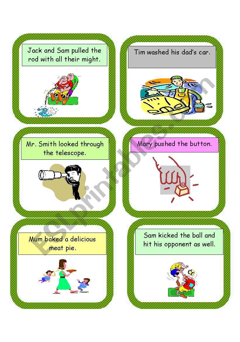 past  tense cards worksheet