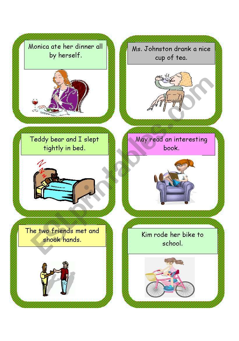 past  tense cards 2 worksheet