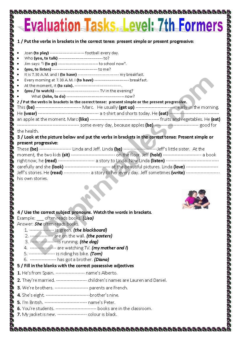 Tenses and pronouns worksheet