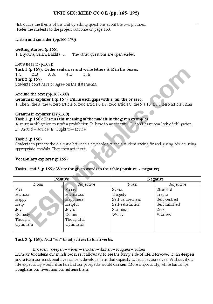 Unit six 3AS worksheet