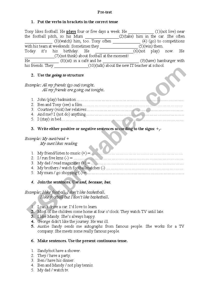 Tenses worksheet