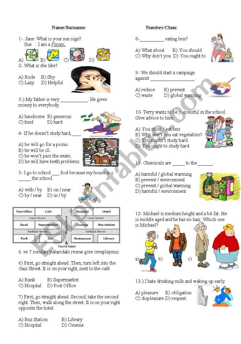 test for the 7th classes - ESL worksheet by aşkımumut