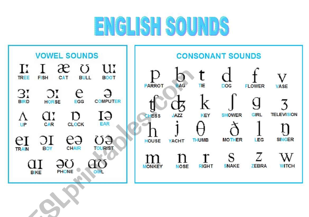 Phonetic Symbols Chart worksheet