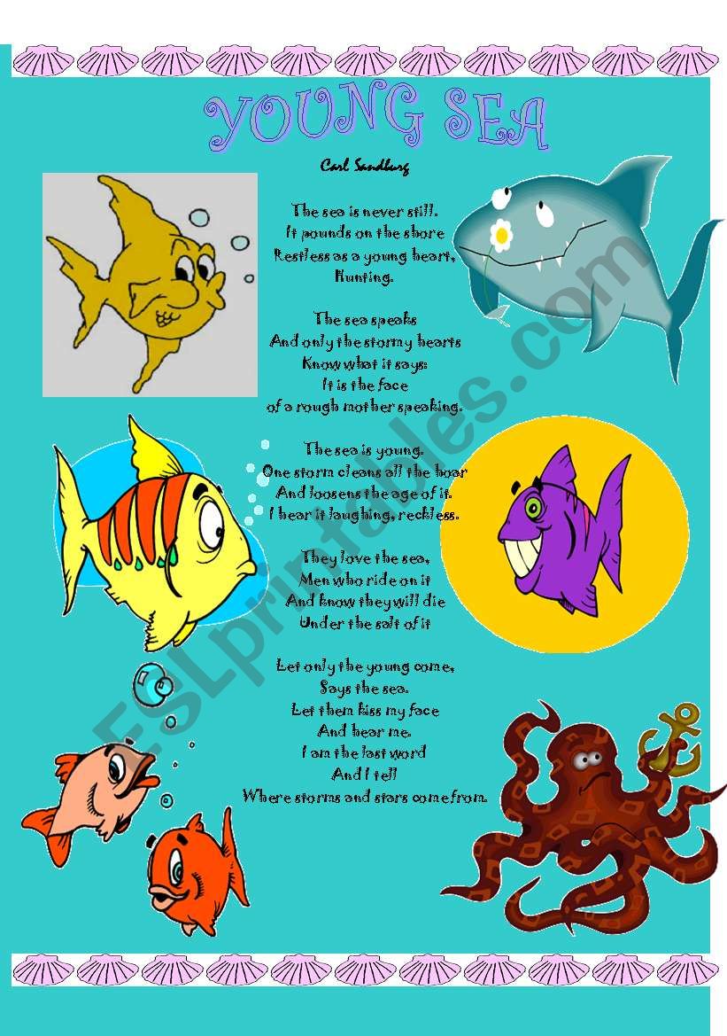 the young sea - a poem  worksheet