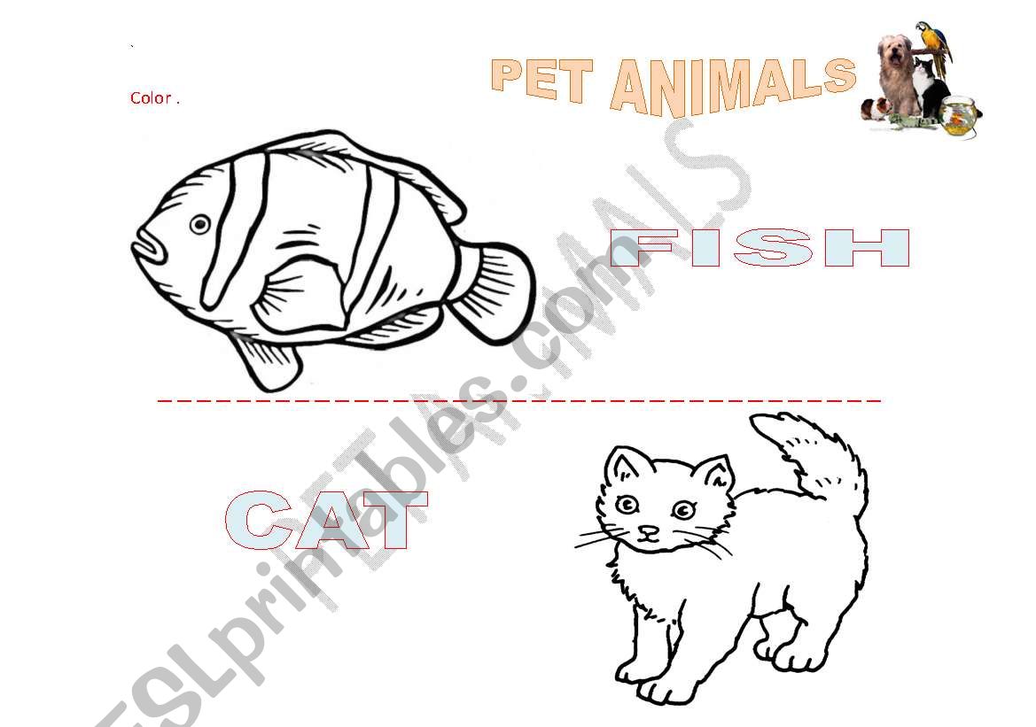 Pet Animal to color worksheet